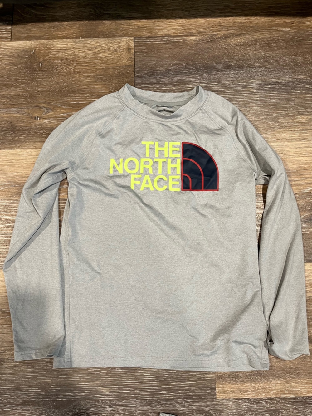 Jordan Kids' Long Sleeve Tee - Light Gray with Neon Yellow Logo